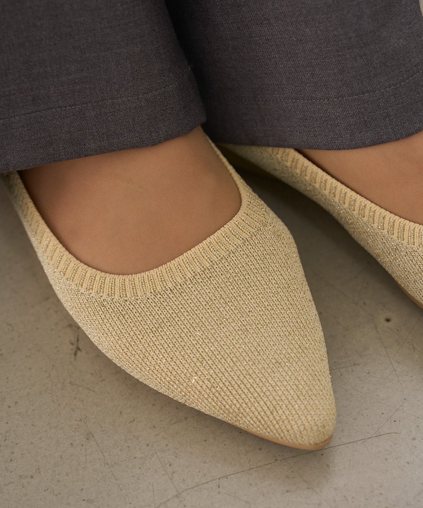 グリッター ポインテッド パンプス