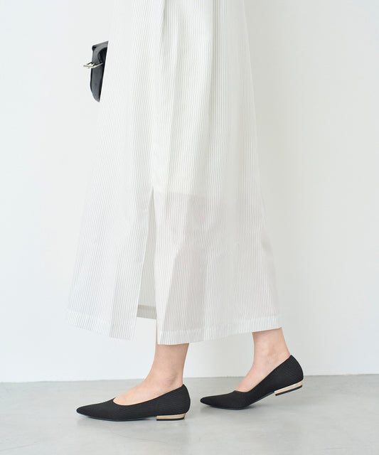 メタルヒール フラット パンプス