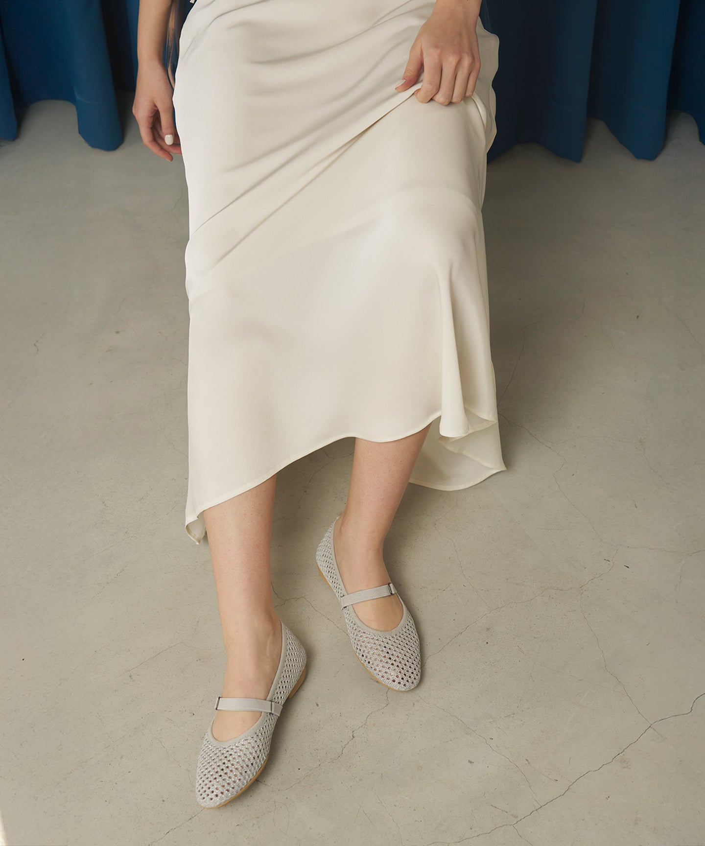 ラウンド メッシュ バレエパンプス