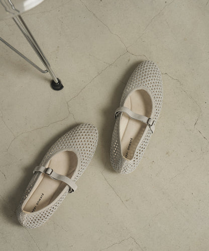 ラウンド メッシュ バレエパンプス