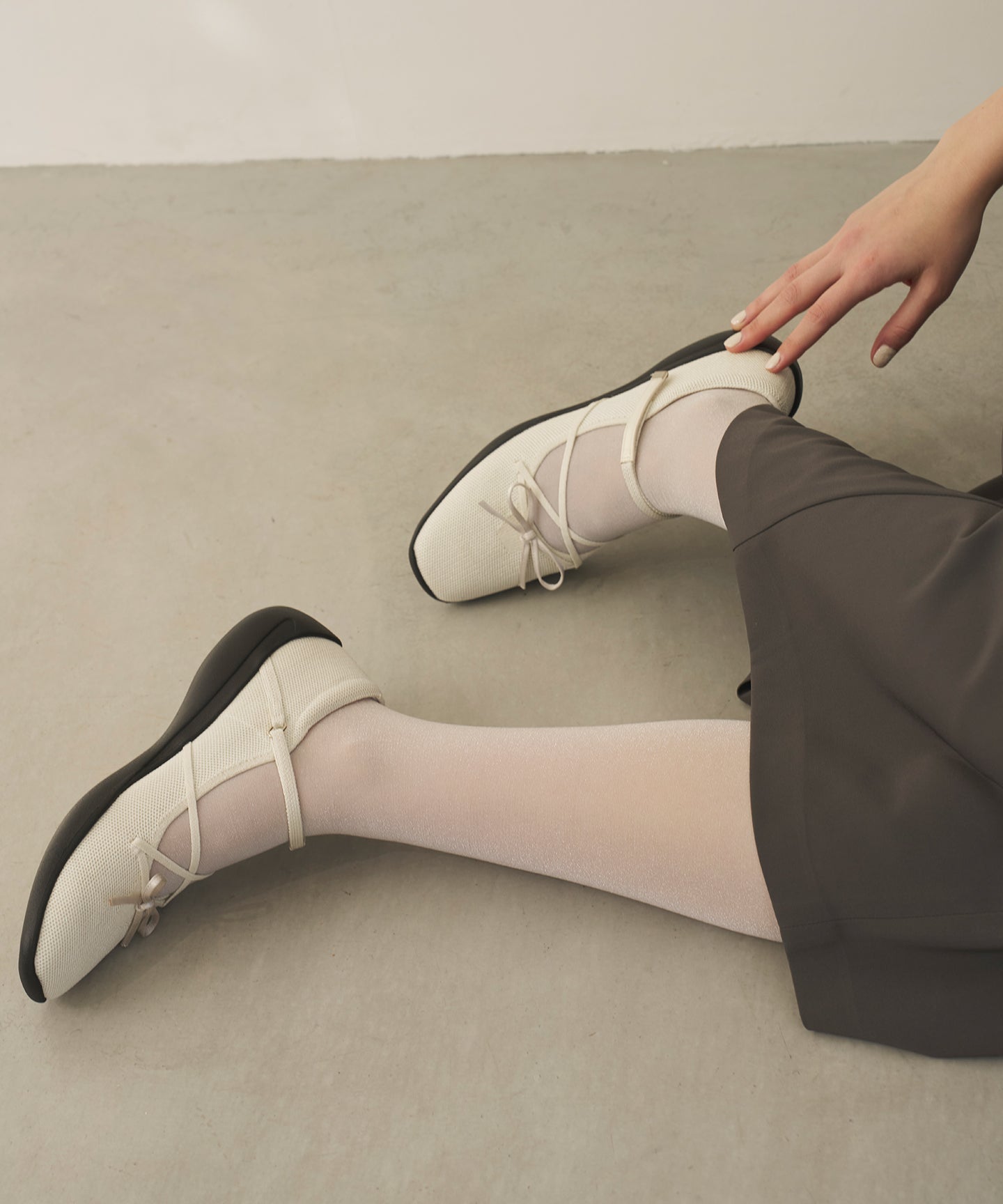 steppi  ポインテッドトゥ　バレーシューズ 撥水＆洗えるニットシューズ” バレエ パンプス / steppi
