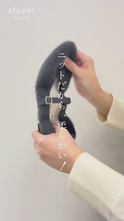 ラウンドファー パンプス
